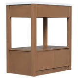 ZNTS 30" Bathroom Vanity with Sink Top, Bathroom Cabinet with Open Storage Shelf and Two Drawers, Brown 51882165