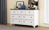 Wooden Captain Seven-Drawer Dresser for Bedroom, Living Room, Kids' Room, WhiteWalnut WF317050AAK