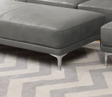 Modern Antique Gray Breathable Leatherette Large Ottoman Metal Legs 1pc Cocktail Ottoman Living Room B011P205225