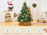 Handcrafted Openwork Woven Hyacinth Wicker Christmas Tree Collar - Rattan Xmas Tree Skirt & Stand 55437272