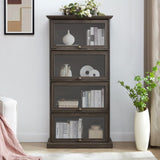 4 Tier Glass Display Cabinet for Living Room Stylish Storage Curio Cabinet with Flip Up Glass Doors W1758P294628
