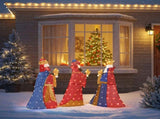 Set of 3 Lighted Three Kings with Gifts Christmas Decorations, Pre-lit 2D Holiday Decor with 80 Warm 64161451