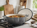 Stainless Steel Handle 5QT Round Enameled Pot Black-to-Grey Gradient 14108425