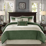 7 PC Pieced Faux Suede Comforter Set Green Cal King B03597221