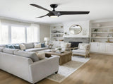 56" Modern Farmhouse Reversible Quiet Motor Ceiling Fan Light with Dark Gray ABS Blades W1367P418170