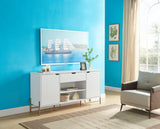 Buffet with Two Cabinets One Drawer with Six Shelves on Metal Legs - White & Gold B107P147703
