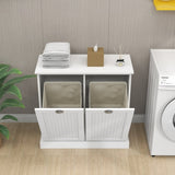 Two-Compartment Tilt-Out Laundry Sorter Cabinet-White W112049950
