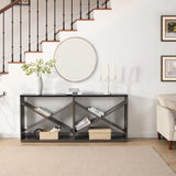 70.87 inch Farmhouse Console Table, X Shape Detachable ExtraLong Table with Storage for Entryway, W2317P233346