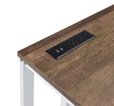 Walnut and White Writing Desk with USB Port B062P209214