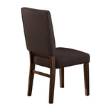 ZNTS Chocolate Brown Color Fabric Upholstered Side Chairs 2pc Set Walnut Finish Wooden Frame Dining B01156175