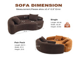 LY-042 Full Compression Sponge Loveseat, S-Curved Dual-Depth Sofa, Brown Chenille Modular for Small W2231P329732
