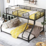 ZNTS Metal Floor Bunk Bed, Twin XL over Queen, Black MF309470AAB