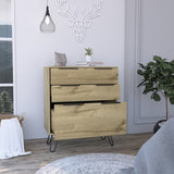 Augusta Dresser, Hairpin Legs, Three Drawers, Superior Top -Light Oak B07091823