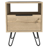 Augusta Nightstand , End Table, Side Table Single Door Cabinet, Hairpin Legs -Light Oak B07092073