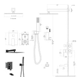 ZNTS Shower System with Waterfall Tub Spout,12 Inch Wall Mounted Square Shower System with Rough-in W124381886