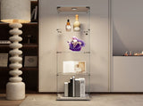 LED lights Glass Display Cabinet 4 Shelves with Door, Floor Standing Curio Bookshelf for Living Room W1806P197870