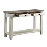 Rosy Brown and Antique White Finish 1pc Sofa Table with 2 Drawers Bottom Shelf Wooden Living Room B011P175713