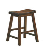 18-inch Height Saddle Seat Stools 2pc Set Solid Wood Cherry Finish Casual Dining Furniture B01151977