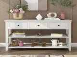 Console Table with Wood Frame and Legs, Sofa Table Entryway Table with 3 Drawers and 2 Open Shelves 19496319