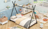 Metal Twin Size House Platform Bed with Triangle Structure, Black WF307193AAB