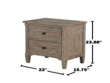 2-Drawer Nightstand with Round Bronze Pull Knobs, Wire-Brushed Warm Gray B016P356197