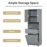 Tall Bathroom Cabinet with Laundry Basket, Large Space Tilt-Out Laundry Hamper and Upper WF323481AAE