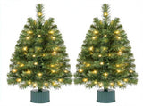 2 Pack 24" Rotating Pre-Lit Mini Christmas Tree with 8 Music Tracks, 35 Warm White LEDs, PVC 06111500