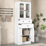 ZNTS Tall Bathroom Storage Cabinet, Cabinet with Four Doors and Drawers, Adjustable Shelf, MDF Board, N725P186647W