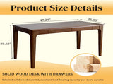 Solid Wood Desk with Drawers, Standing Desk with Smooth Edges, Home Office Desk for Small Spaces, W3204P383053