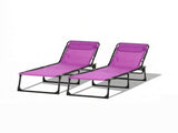 Purple Set of 2 Folding Chaise Lounge Chairs Sun Tanning Chairs for Beach Camping Outdoor 03963430