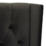 David Tufted Wingback King Bed, Dark Charcoal Grey Velvet B2719P245935