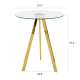 Modern Kitchen Glass dining table ROUND Tempered Glass 31.5" BAR Table top,Clear BAR Table Metal GL-W210P195510