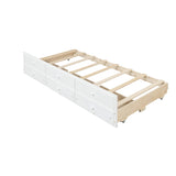 ZNTS Full Bed with Bookcase,Twin Trundle,Drawers,White 25636247