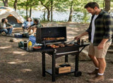 110 x 45 x 102 cm Black Cart-Style Charcoal Grill with 2 Side Tables 700&degC High-Temperature 45835967