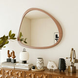 Solid Wood Mirror 45 Inch Asymmetrical Wall Mirror Wooden Framed Mirror Large Sized Dressing Mirror, W1435142944