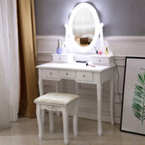 ZNTS With Light Bulb Single Mirror 5 Drawer Dressing Table White=39757282,61588080 60709581