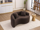 LY-042 Full Compression Sponge Loveseat, S-Curved Dual-Depth Sofa, Brown Chenille Modular for Small W2231P329732