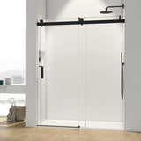 ZNTS 68-72 x 76 Inch Single Sliding Frameless Shower Door in Matte Black with Soft-Closing and 3/8 Inch W1056133814