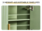 Green MDF Bathroom Wall Cabinet with Melamine Finish, Double Doors, 3 Shelves, and Slatted Design 39360107