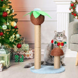 ZNTS 27.5in Coconut Palm Tree Cat Scratching Post, Cute Cat Scratcher with Natural Sisal Posts & Dangling 19365590