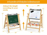Kids Art Easel - Whiteboard/BlackboardPaper Roll, 5-Gear Height , NatureGrey 60264452