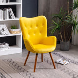 Doarnin Contemporary Silky Velvet Tufted Button Back Accent Chair, Yellow T2574P164271