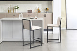 Modern Dining Chairs set of 2, Upholstered Linen cushions and backrest with minimalist craft iron W1249P257008