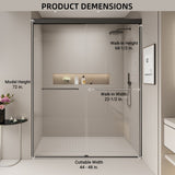 44-48 in. W x 72 in. H Double Sliding Shower Door, Semi-frameless Bypass Bathroom Sliding Door with W1573P239433