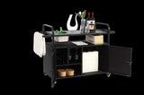Outdoor Bar Table, Wicker Bar Cart with Cabinet, Patio Serving Cart with steel Top, with one ice W640P253277