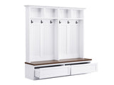 Farmhouse 4-in-1 Hall Tree with Wood Grain Bench, Mudroom Versatile Coat Rack with 2 Large Drawer, 95351999