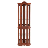 Corner Curio Cabinet with Lights, Adjustable Tempered Glass Shelves, Mirrored Back, Display W1693P171662