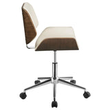 ZNTS Ecru and Walnut Swivel Office Chair B062P153784