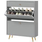 Gray shoe cabinet with adjustable shoe rack 17428289