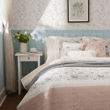 6 Piece Cotton Percale Quilt Set with Throw Pillows Blush Full/Queen B035129025